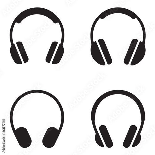 Wireless Headphones Icon Black Vector Illustration