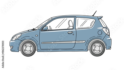 Simple line art of a blue modern city car
