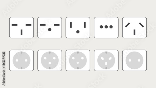 Collection of electrical plugs on a white background