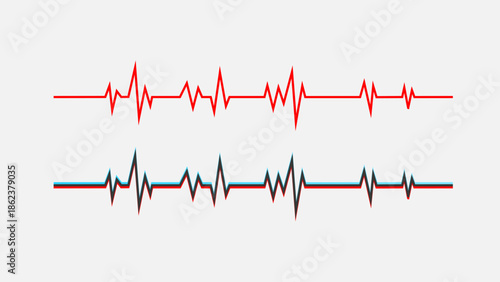Red and black heartbeat line icon on white background. Pulse Rate Monitor.