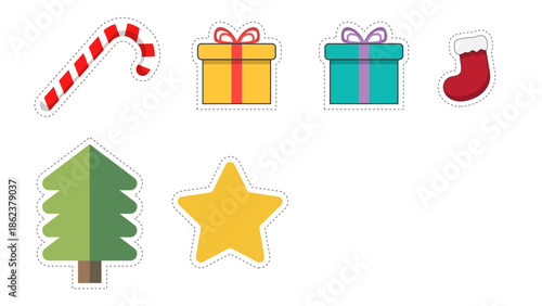 Item elements for Christmas events, trees, stockings, candies and gifts