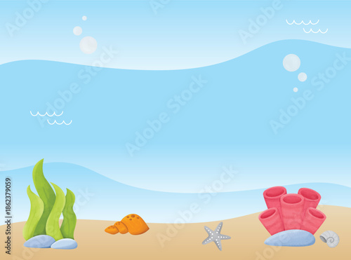 Background undersea with coral vector
