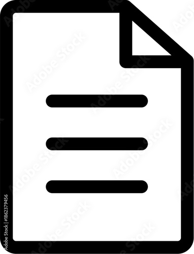 Simple Document Icon with Folded Corner and Text Lines.