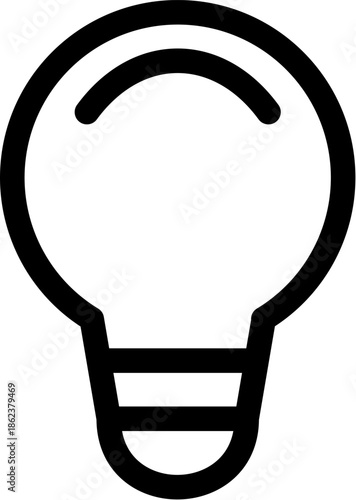 Simple Outline Icon of a Light Bulb Representing Ideas and Innovation.