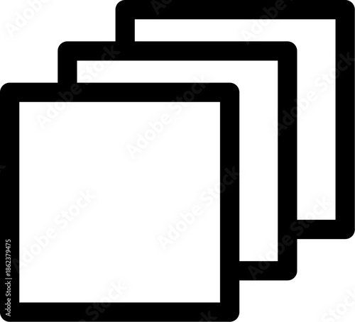 Three overlapping square shapes representing layers or multiple items.