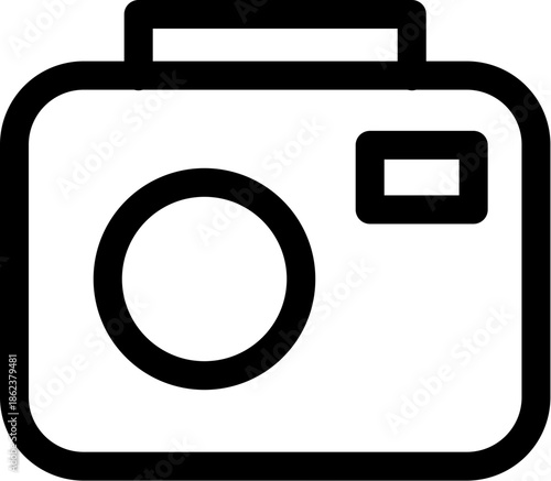 Simple Outline Icon of a Camera for Photography and Imaging.