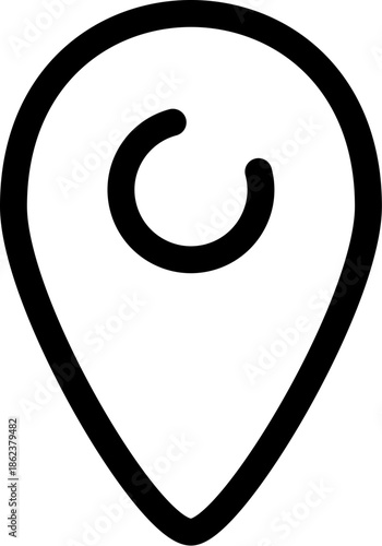 Minimalist Location Pin Icon with Swirl Design.