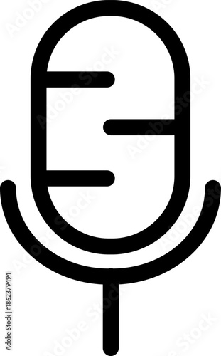 Simple Outline Microphone Icon for Audio Recording.