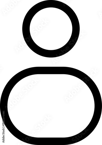 Simple black and white user profile icon illustration.