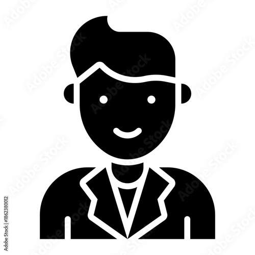 Male Manager Business Isolated Vector Black Solid Style Icon 