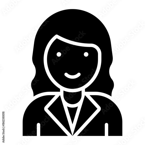 Female Manager Business Isolated Vector Black Solid Style Icon 