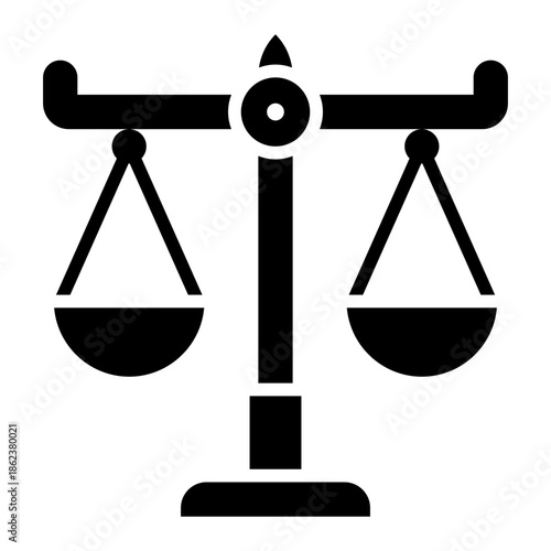 Justice Balance Scale Isolated Vector Black Solid Style Icon 