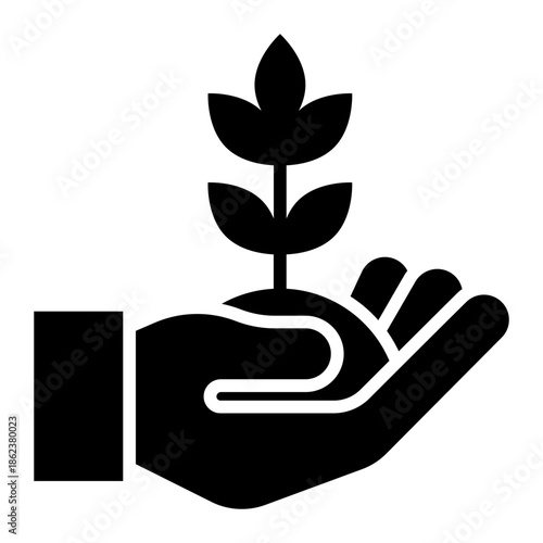 Growth Investment Care Isolated Vector Black Solid Style Icon 