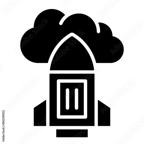 Startup Launch Rocket Isolated Vector Black Solid Style Icon 