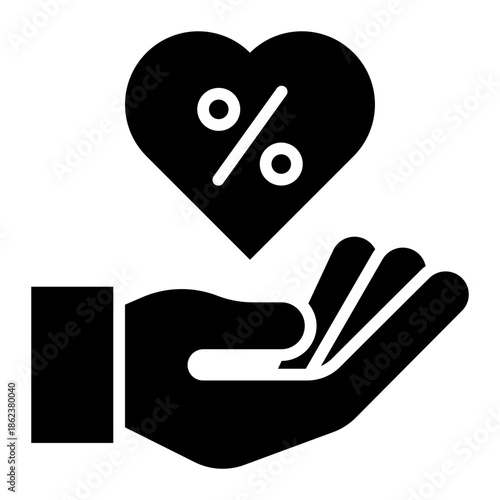 Discount Offer Hand Isolated Vector Black Solid Style Icon 