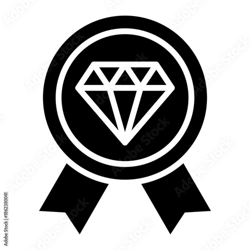 Achievement Medal Award Isolated Vector Black Solid Style Icon 