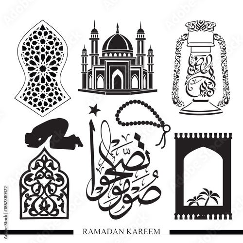 Arabic Islamic Laser Cut Ornament Ramadan Vector Design