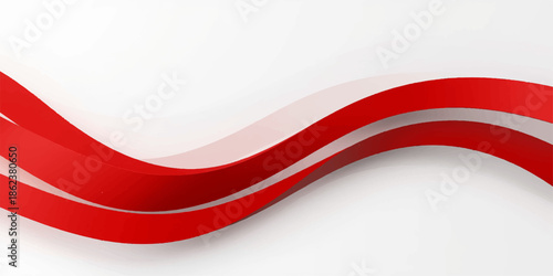 Abstract red and white American flag background with flowing ribbon waves in a modern vector design