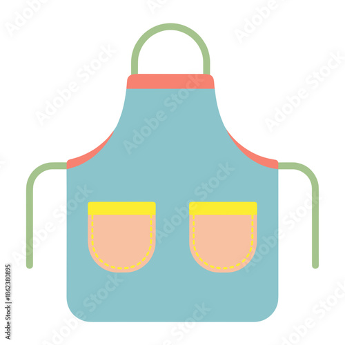 Colorful kitchen apron with pockets in modern design style  