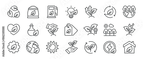 Plants thin line icons. Editable stroke. Icon for design infographic, website, banner, brochure, presentation, logo, app, ui, ux etc. Vector illustration