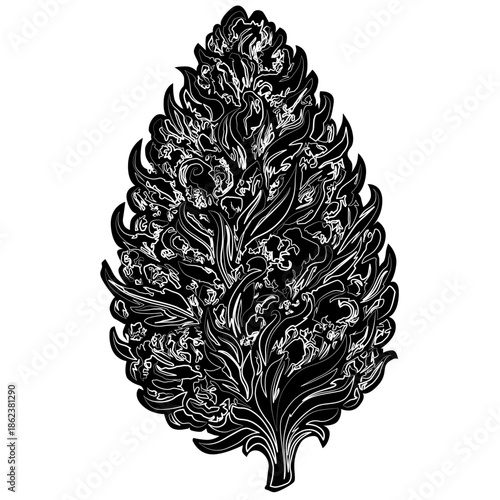 Medical marijuana, cannabis bud, cannabis flower realistic silhouette