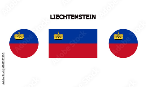 Flag of Liechtenstein in high quality (rectangle and circle shape)