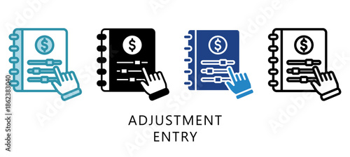 Adjustment Entry Multi Style Icon. Mini Illustration Relate To Taxation, Financial Report. Use For Modern Concept, Ui, Ux Web And App Development.