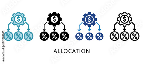 Allocation Multi Style Icon. Mini Illustration Relate To Taxation, Financial Report. Use For Modern Concept, Ui, Ux Web And App Development.