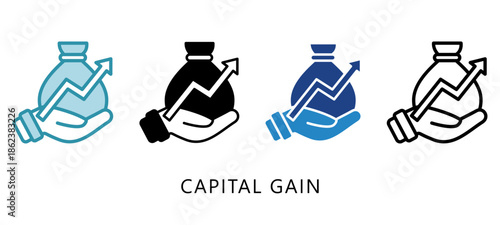 Capital Gain Multi Style Icon. Mini Illustration Relate To Taxation, Financial Report. Use For Modern Concept, Ui, Ux Web And App Development.