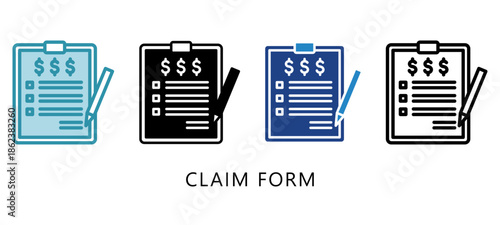 Claim Form Multi Style Icon. Mini Illustration Relate To Taxation, Financial Report. Use For Modern Concept, Ui, Ux Web And App Development.