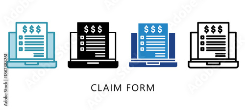 Claim Form Multi Style Icon. Mini Illustration Relate To Taxation, Financial Report. Use For Modern Concept, Ui, Ux Web And App Development.