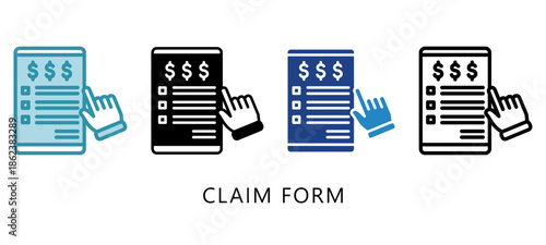 Claim Form Multi Style Icon. Mini Illustration Relate To Taxation, Financial Report. Use For Modern Concept, Ui, Ux Web And App Development.