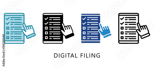 Digital Filing Multi Style Icon. Mini Illustration Relate To Taxation, Financial Report. Use For Modern Concept, Ui, Ux Web And App Development.