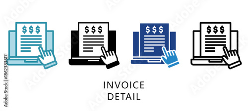 Invoice Detail Multi Style Icon. Mini Illustration Relate To Taxation, Financial Report. Use For Modern Concept, Ui, Ux Web And App Development.