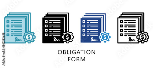 Obligation Form Multi Style Icon. Mini Illustration Relate To Taxation, Financial Report. Use For Modern Concept, Ui, Ux Web And App Development.