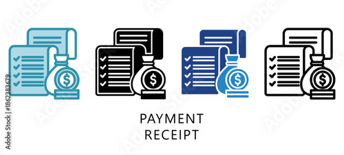 Payment Receipt Multi Style Icon. Mini Illustration Relate To Taxation, Financial Report. Use For Modern Concept, Ui, Ux Web And App Development.