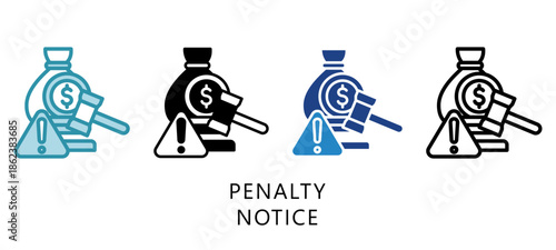Penalty Notice Multi Style Icon. Mini Illustration Relate To Taxation, Financial Report. Use For Modern Concept, Ui, Ux Web And App Development.