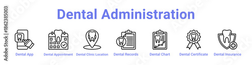 Dental Administration Icon Banner and Collection