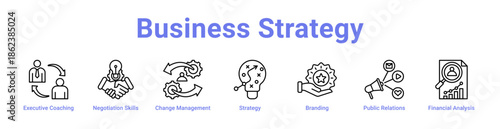 Business Strategy Icon Banner and Collection