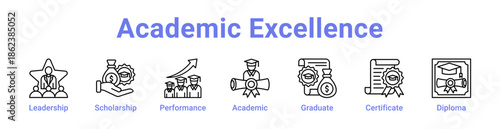 Academic Excellence Icon Banner and Collection