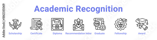 Academic Recognition Icon Banner and Collection