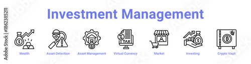 Investment Management Icon Banner and Collection