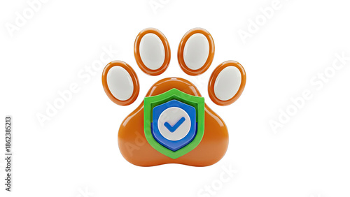 Paw Print with Security Shield and Checkmark