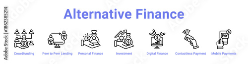 Alternative Finance Icon Banner and Collection