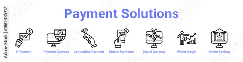 Payment Solutions Icon Banner and Collection