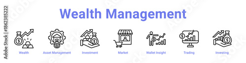 Wealth Management Icon Banner and Collection