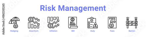 Risk Management Icon Banner and Collection