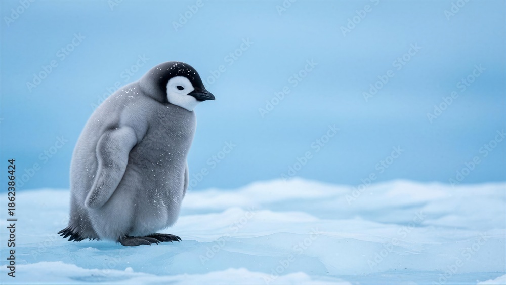 Fototapeta premium Adorable Baby Penguin in Snow