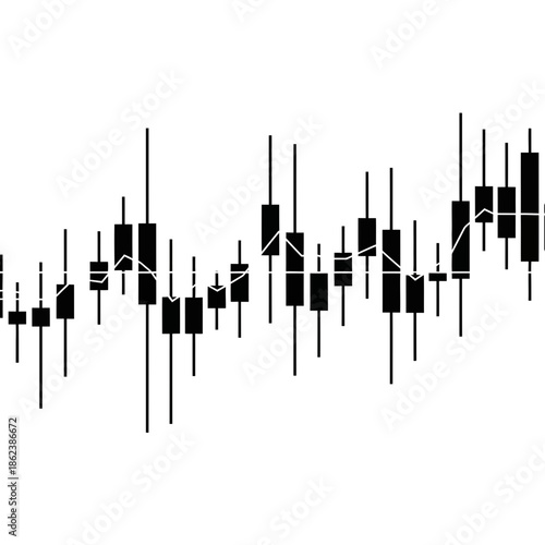 Minimalist Black and White Candlestick Chart Icon for Financial Data Analysis and Stock Market Trading