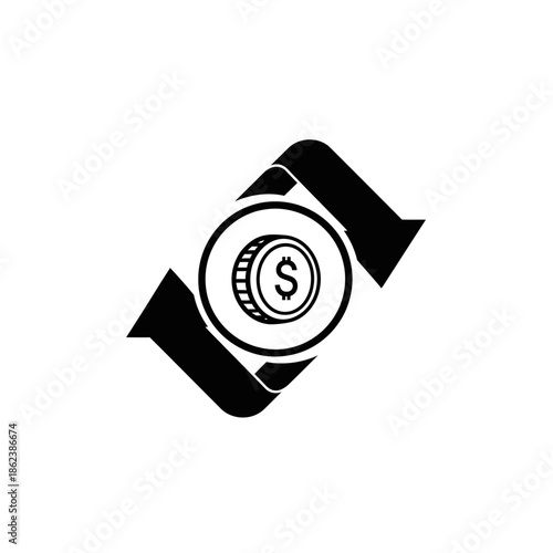 Dollar Coin Exchange and Financial Transaction Arrows Icon
